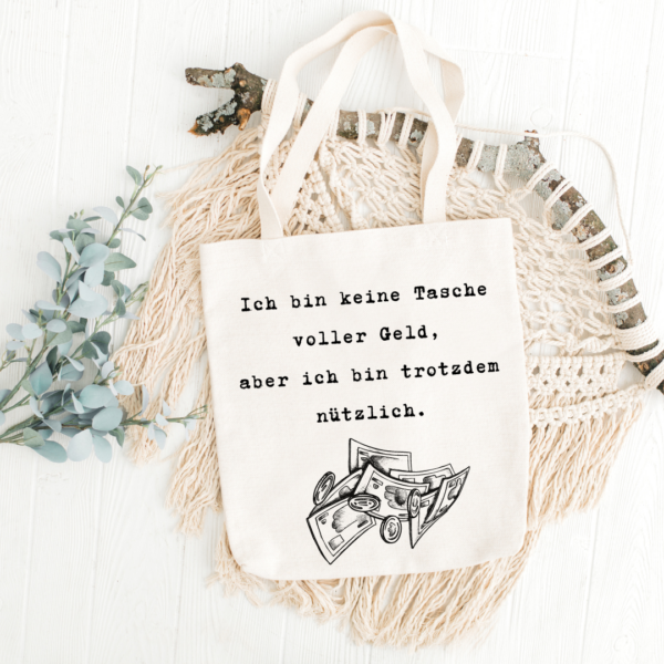 Tasche - Geld, Einkaufstasche, Jutebeutel, Lustig, Einkaufen, Geschenk, Geburtstag, Junggesellenabschied, Scherzartikel, Humorvoll, Spruch